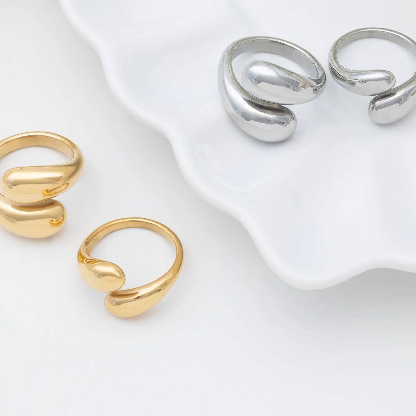 Large Duo Drop Ring
