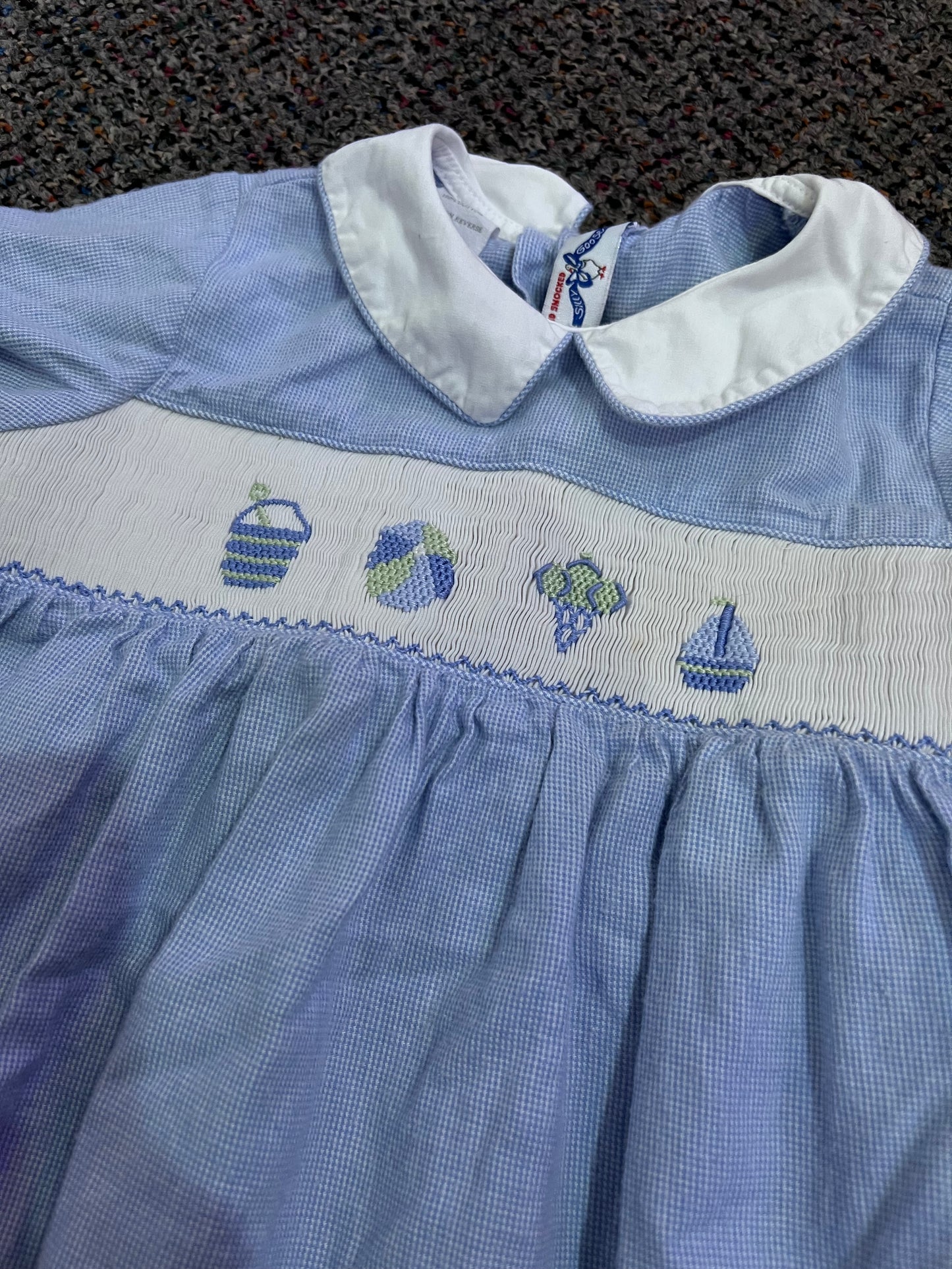 [URL] VTG Silly Goose Blue Beach Themed Embroidered Romper Onesie