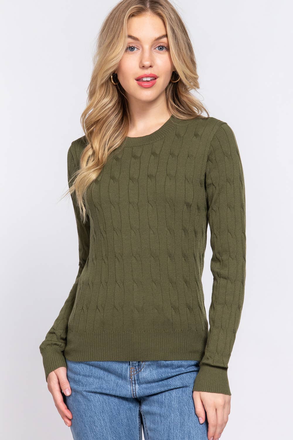 Long Sleeve Cable Sweater
