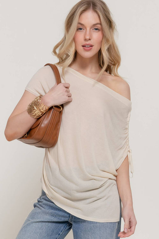 Asymmetric Drawstring Sweater Top