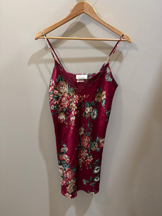 Y2K VTG Dentelle Red Floral Slip