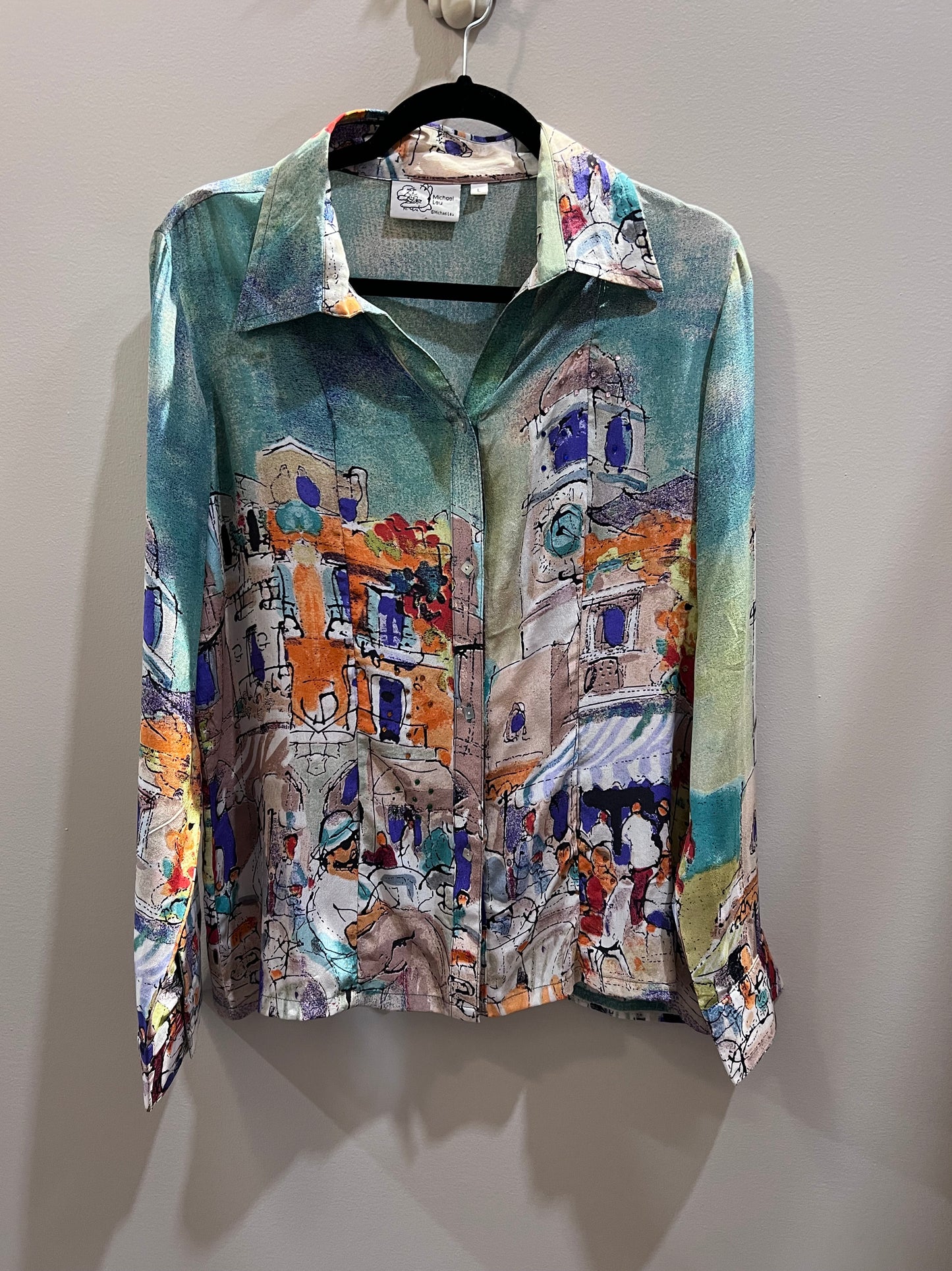 Michael Leu Bedazzled Street Scene Blouse
