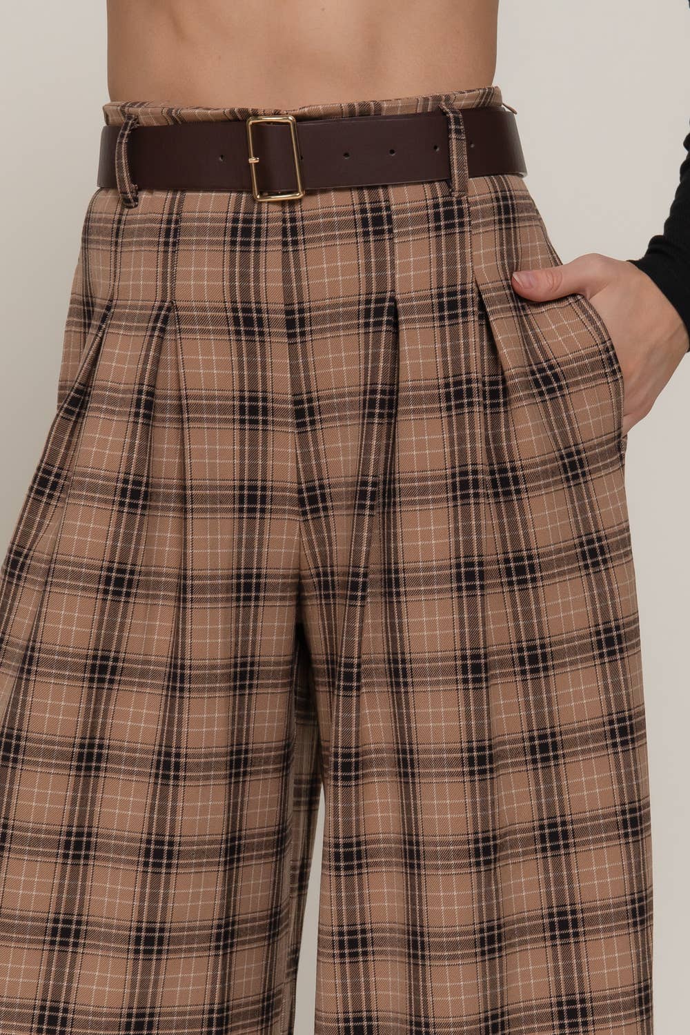 Plaid Wide Long Pants