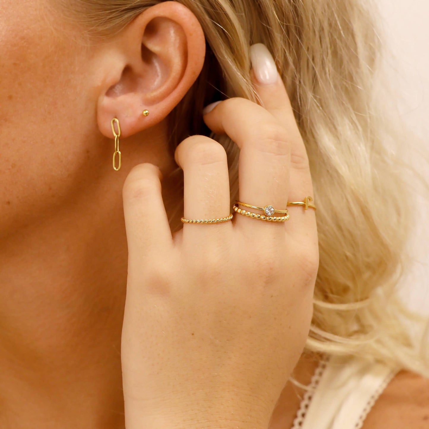 18K Birthstone Stacking Ring