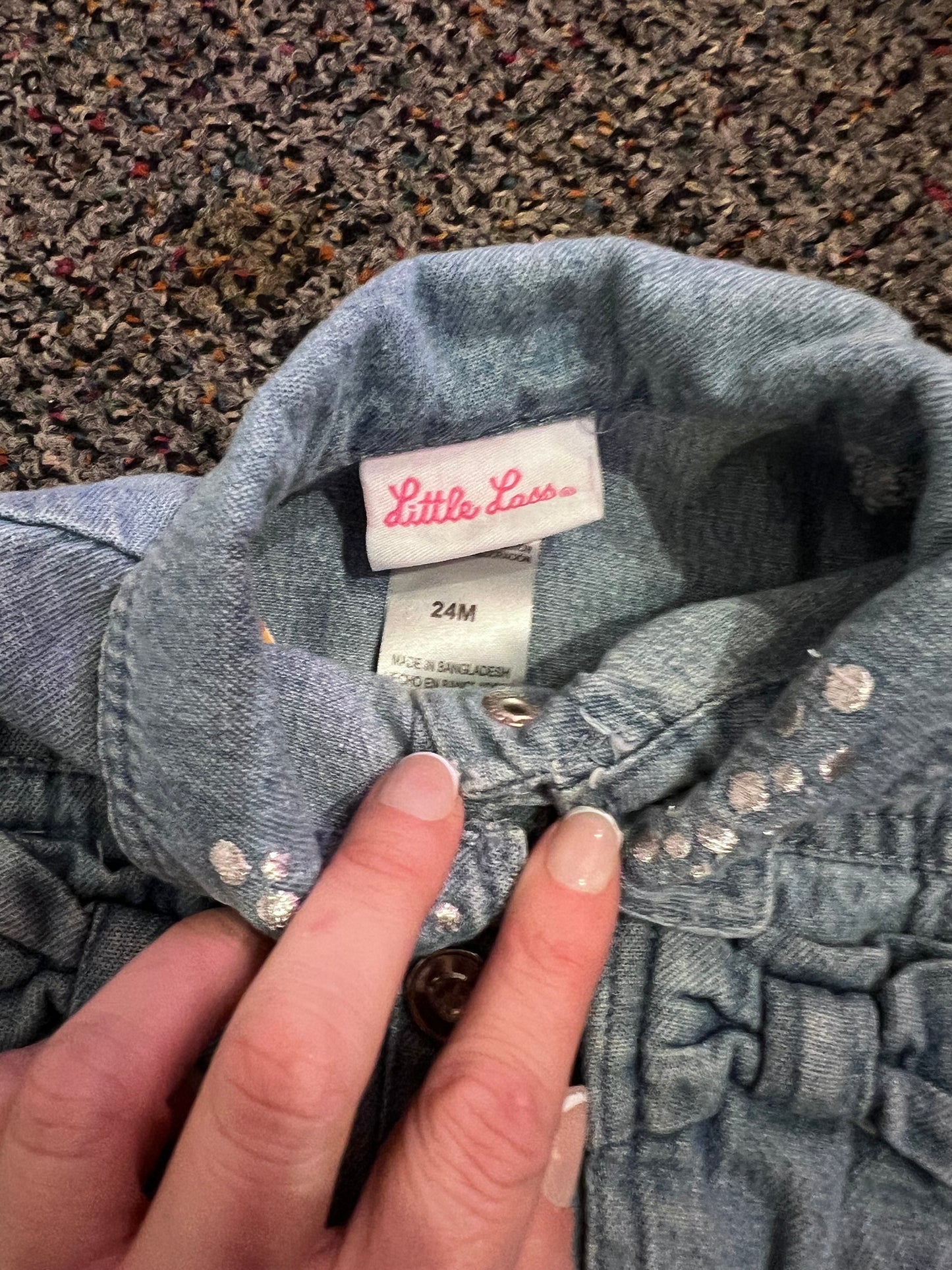 [URL] Little Lass Embroidered Bow Denim Jacket