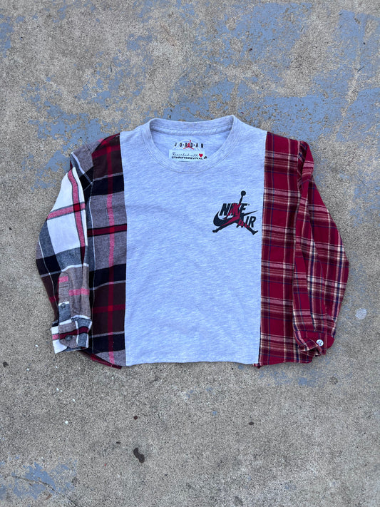 THRIFTDREVIVAL Reworked Youth Flannel Air Jordan Pullover Top