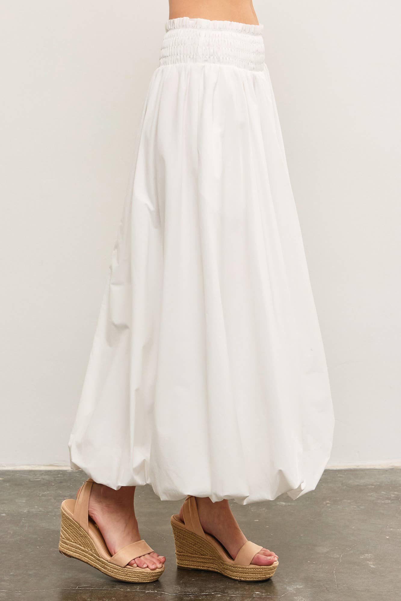 Smocked Bubble Hem Maxi Skirt