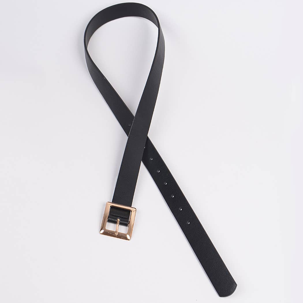 Square Buckle Faux Leather Belt