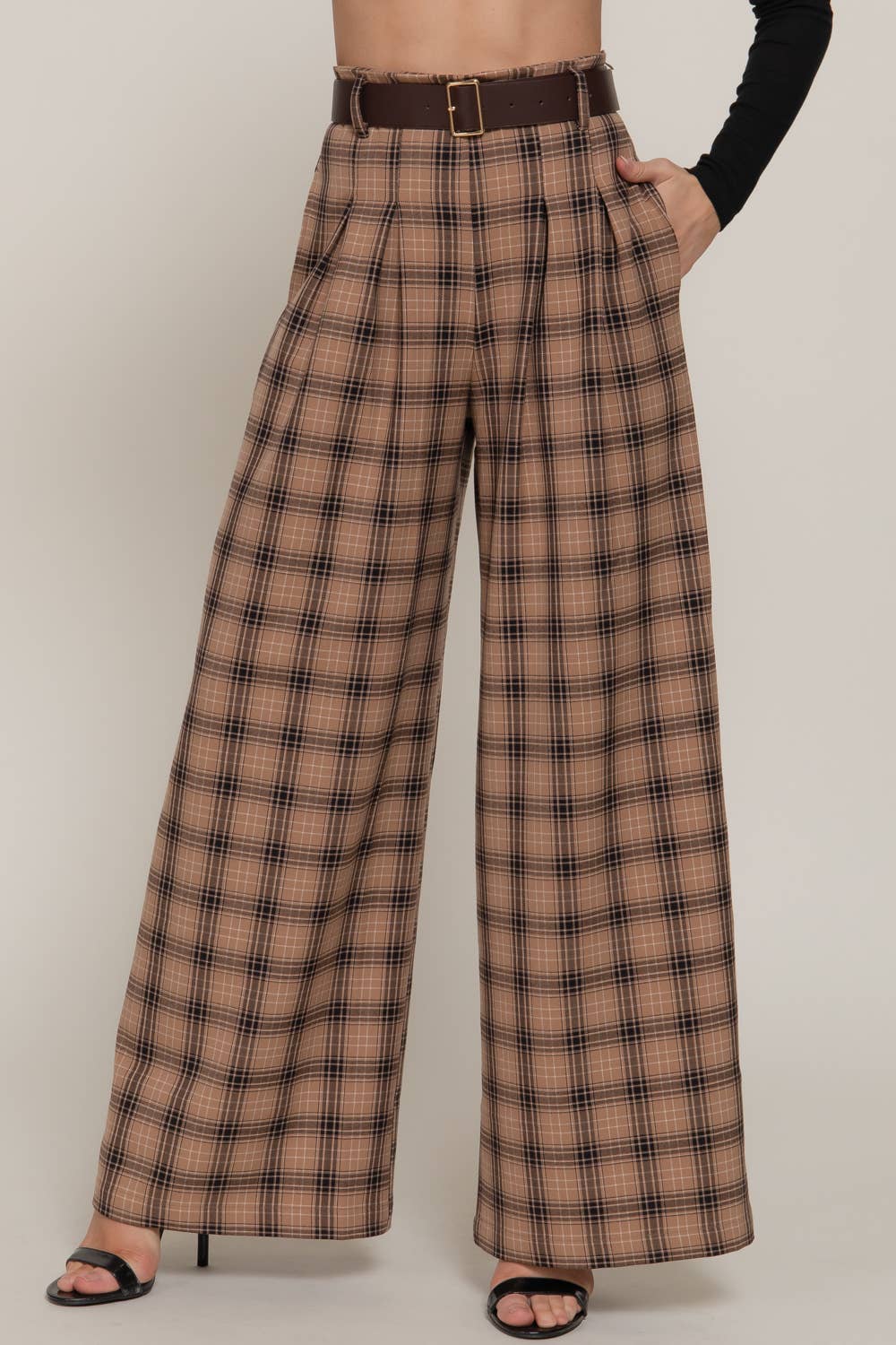Plaid Wide Long Pants