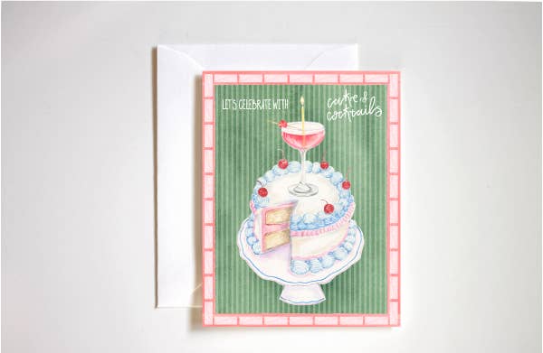 Cake and cocktails birthday card