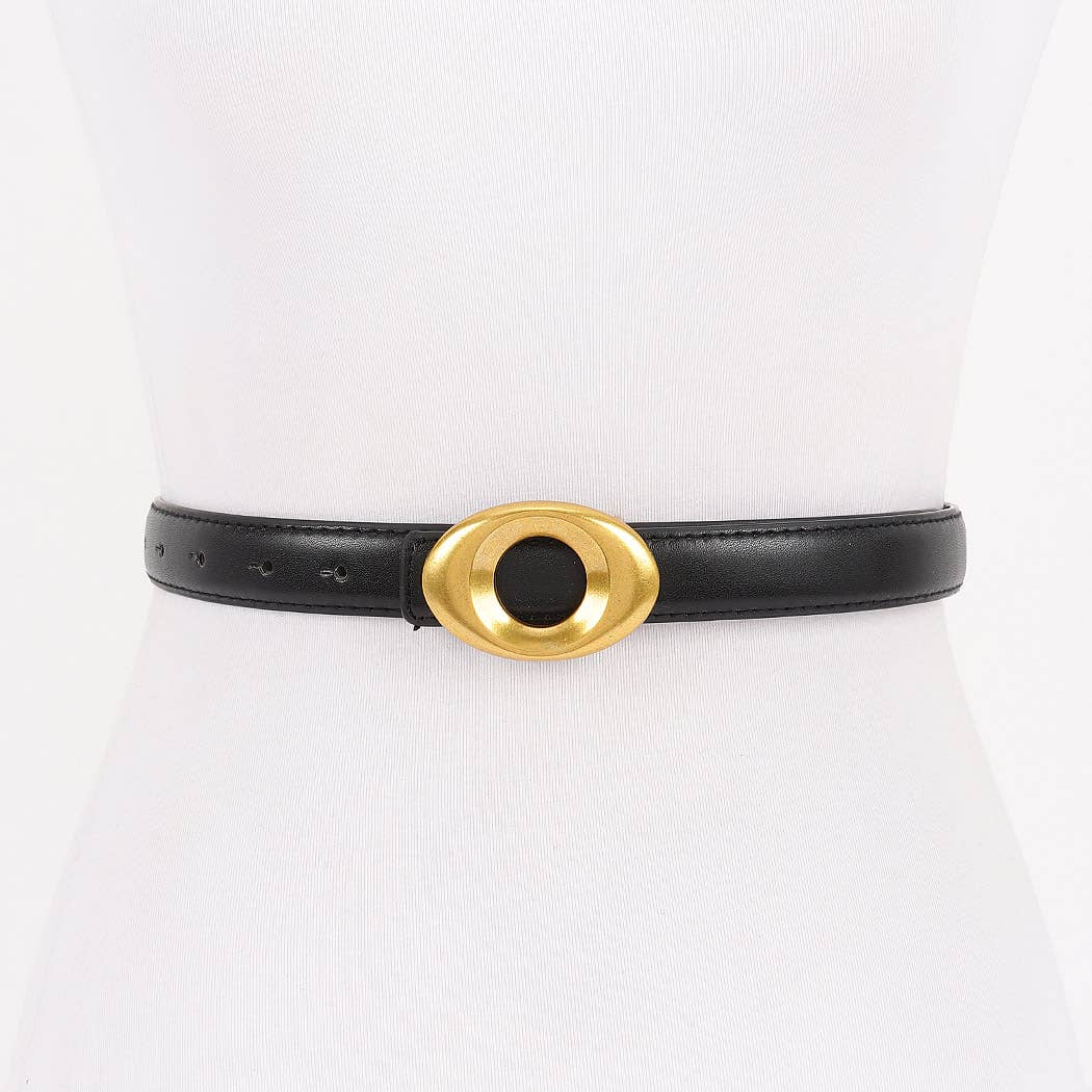 Metal Buckle Faux Leather Belt