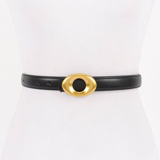 Metal Buckle Faux Leather Belt