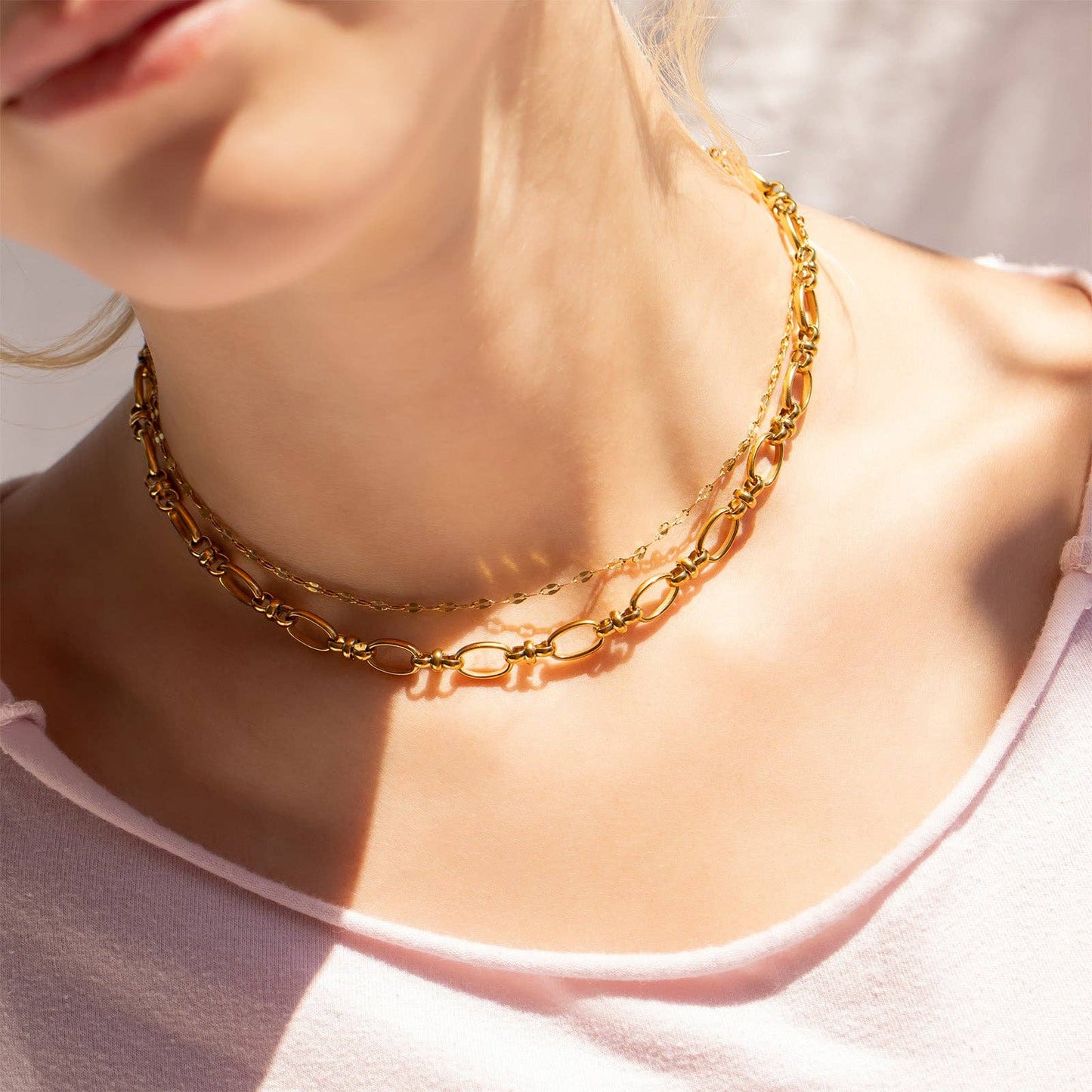 18K Gold + Silver Statement Chain Necklace