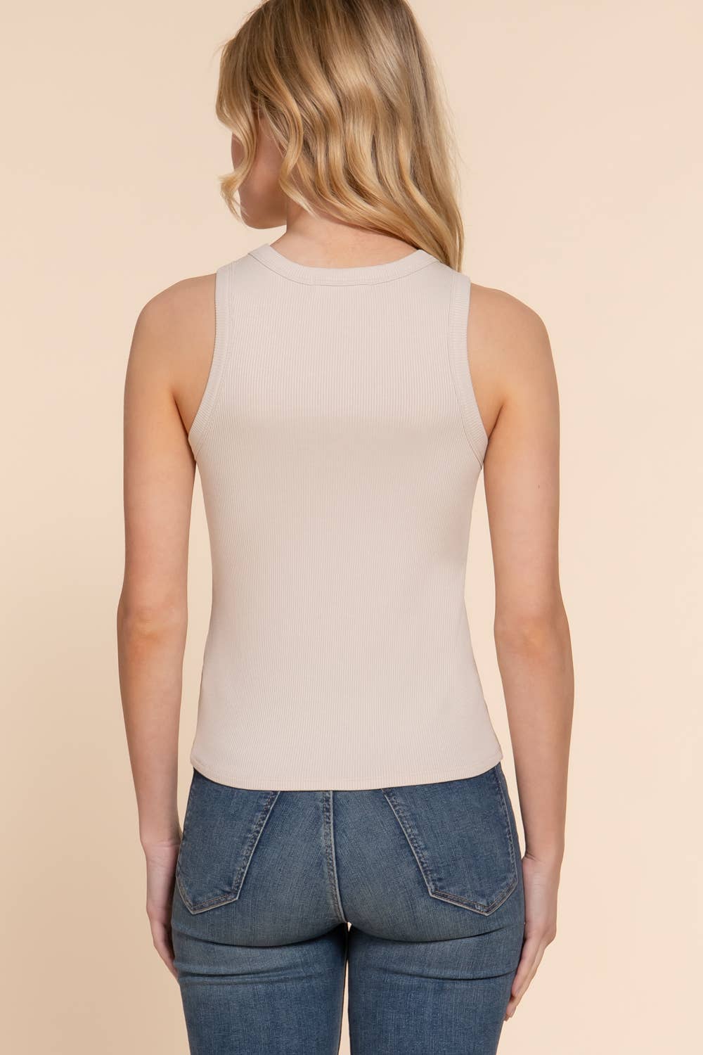 Sleeveless Crew Neck Rib Knit Top