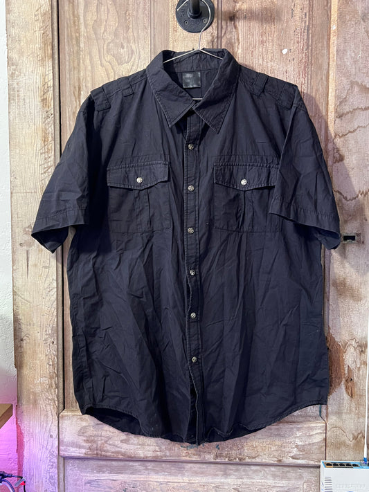 Black Label Y2K Back Graphic Button Up Shirt