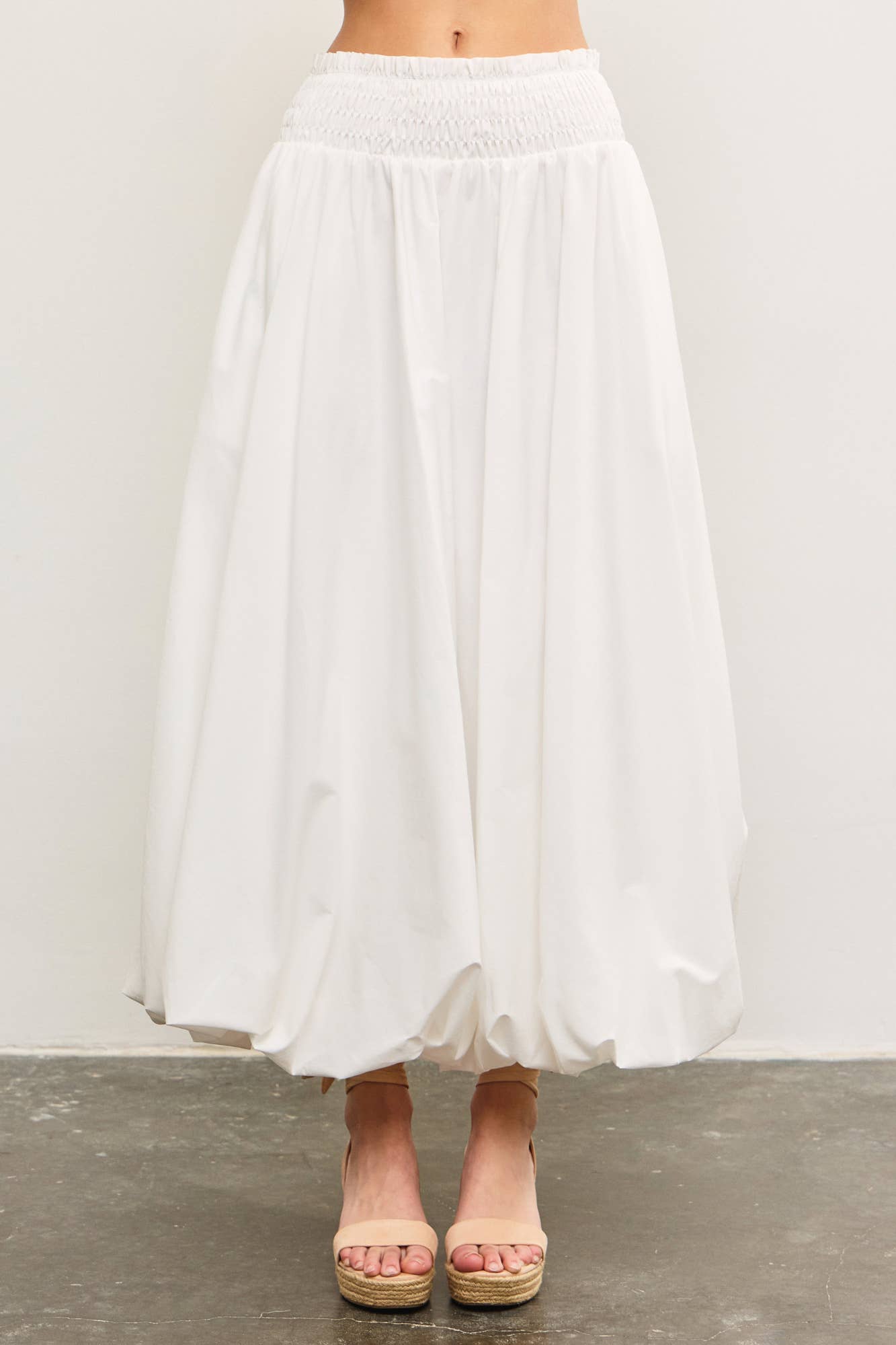 Smocked Bubble Hem Maxi Skirt