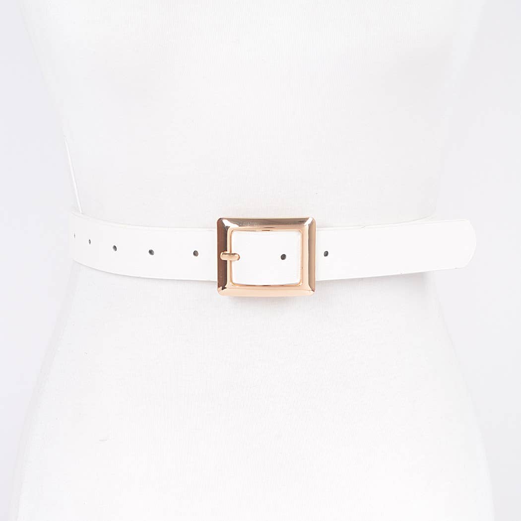 Square Buckle Faux Leather Belt