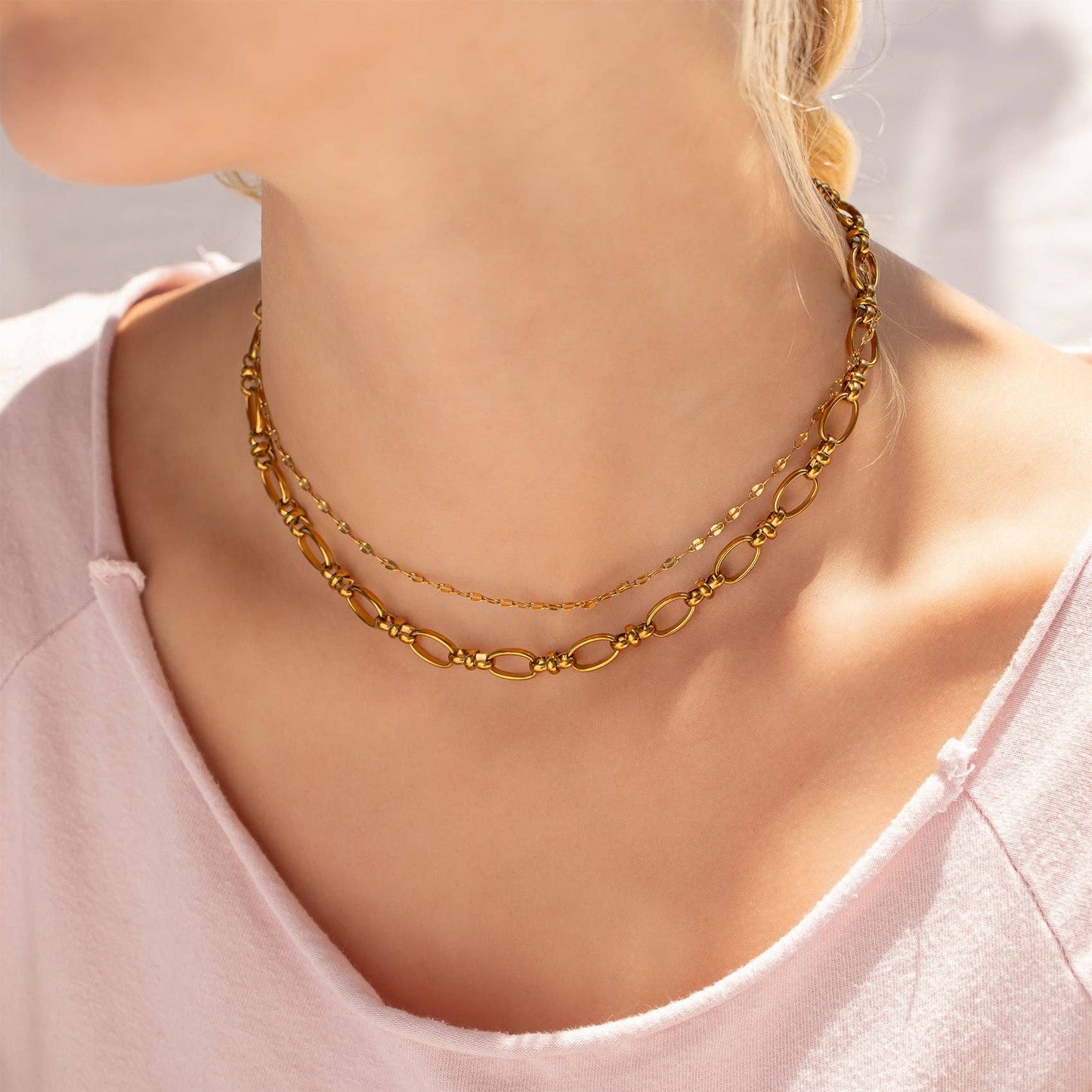 18K Gold + Silver Statement Chain Necklace