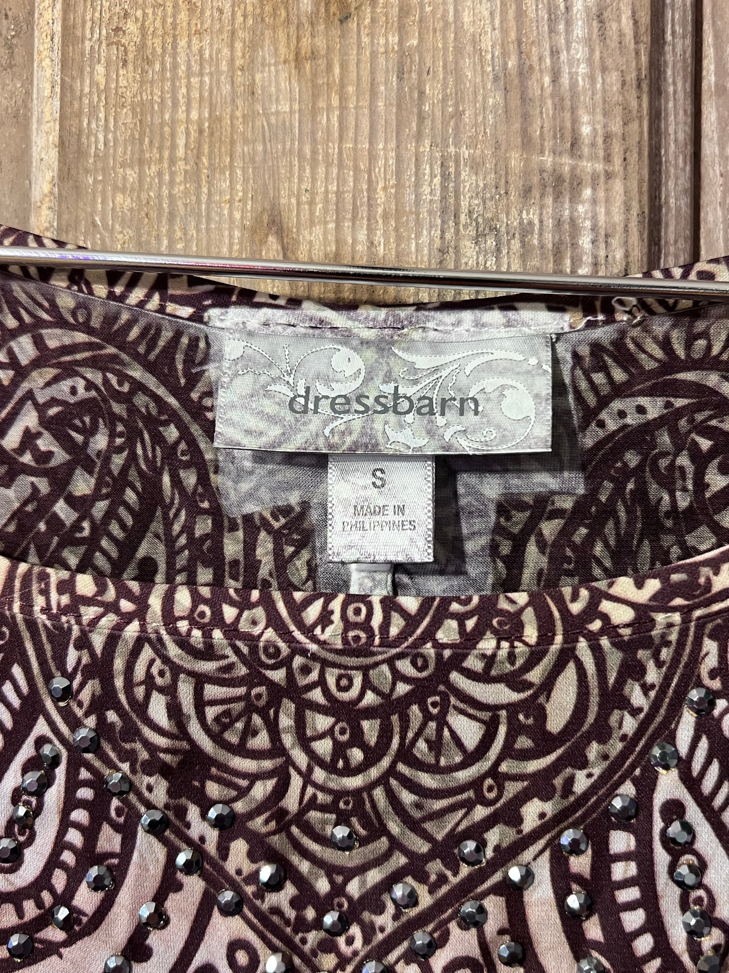 Dressbarn BRN/BLUE Patterned Flowy Top