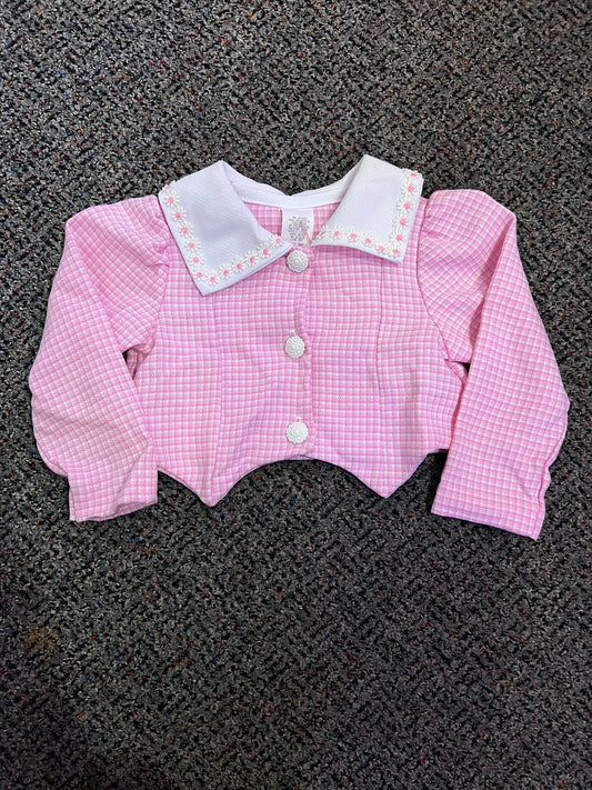 [URL] VTG Pink Plaid Floral Collar Button Up Top