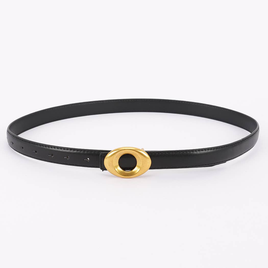 Metal Buckle Faux Leather Belt