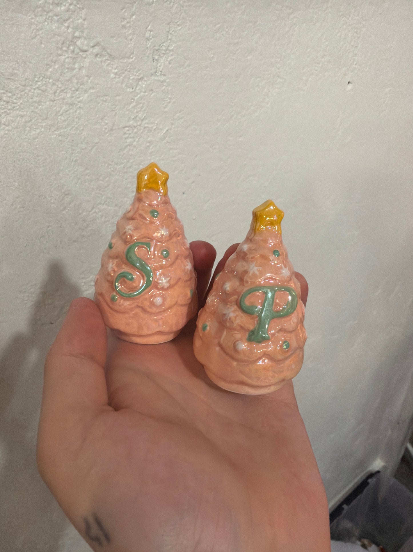 Pink Tree Salt And Pepper Shakers (set)