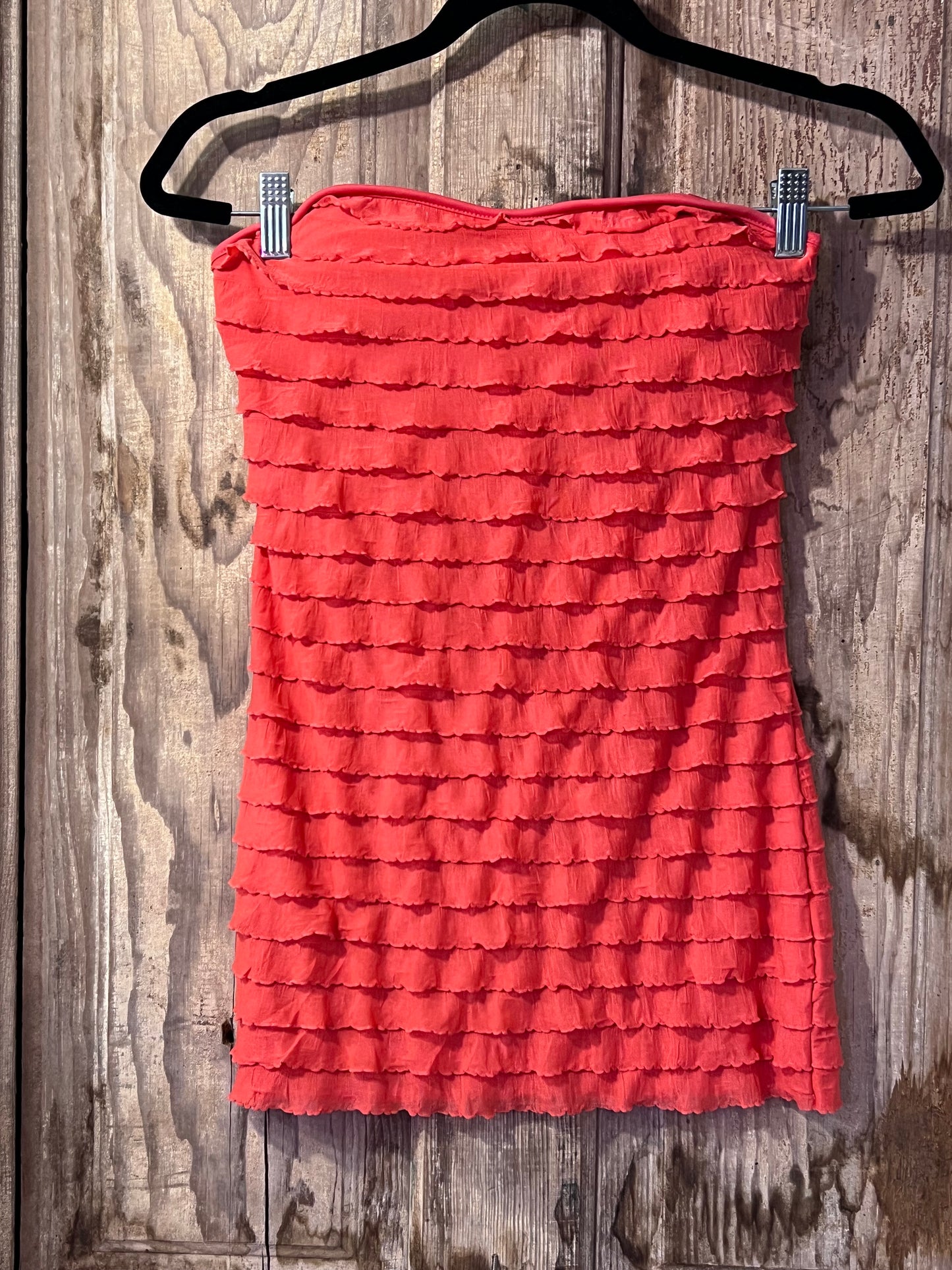 Charlotte Russe Y2K Coral Tiered Ruffle Tube Top