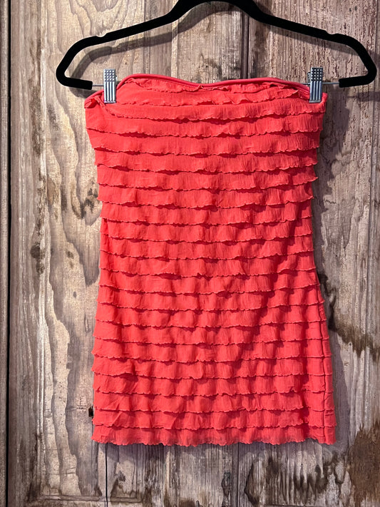 Charlotte Russe Y2K Coral Tiered Ruffle Tube Top