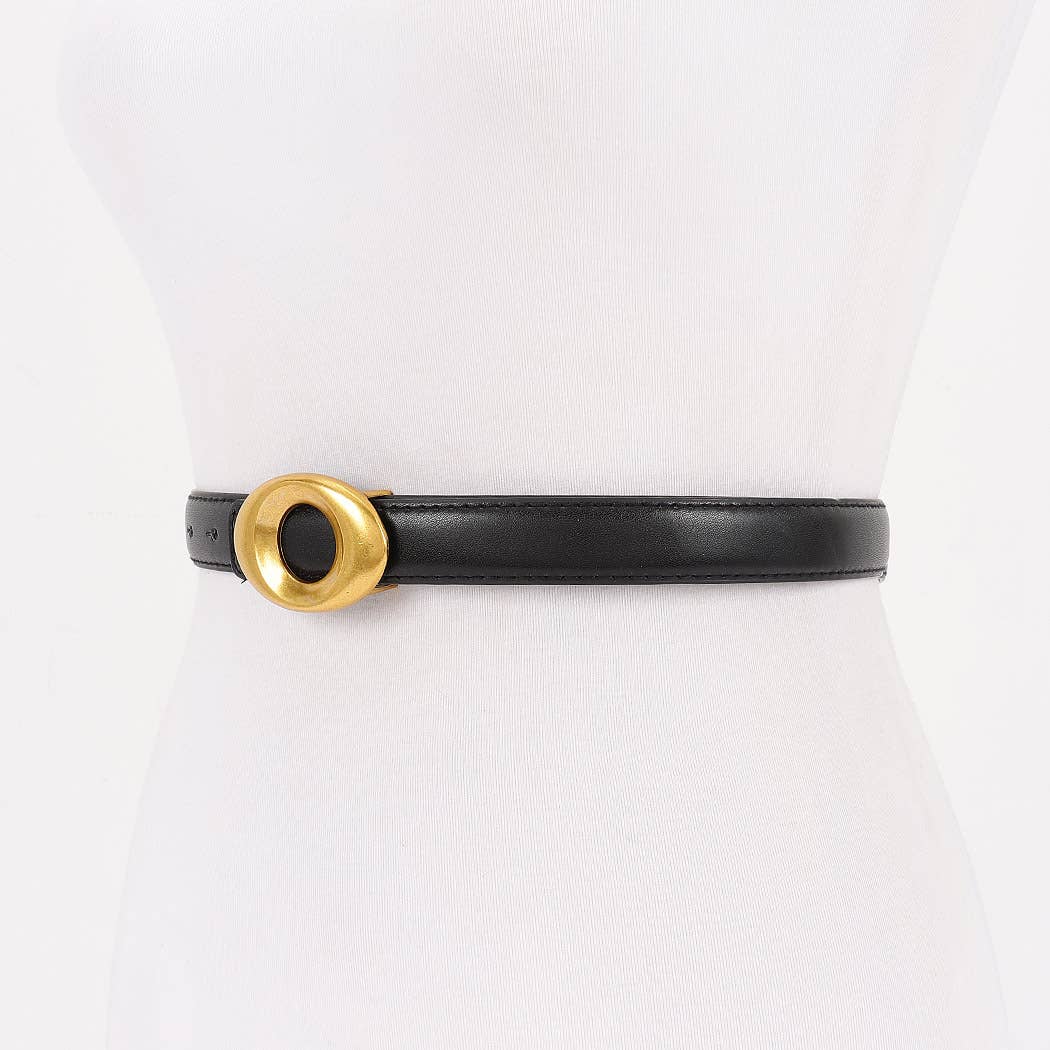 Metal Buckle Faux Leather Belt