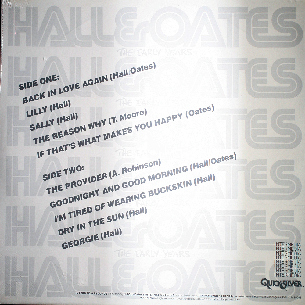 12" Vinyl LP Record - Hall & Oates Early Years Soul Pop Rock
