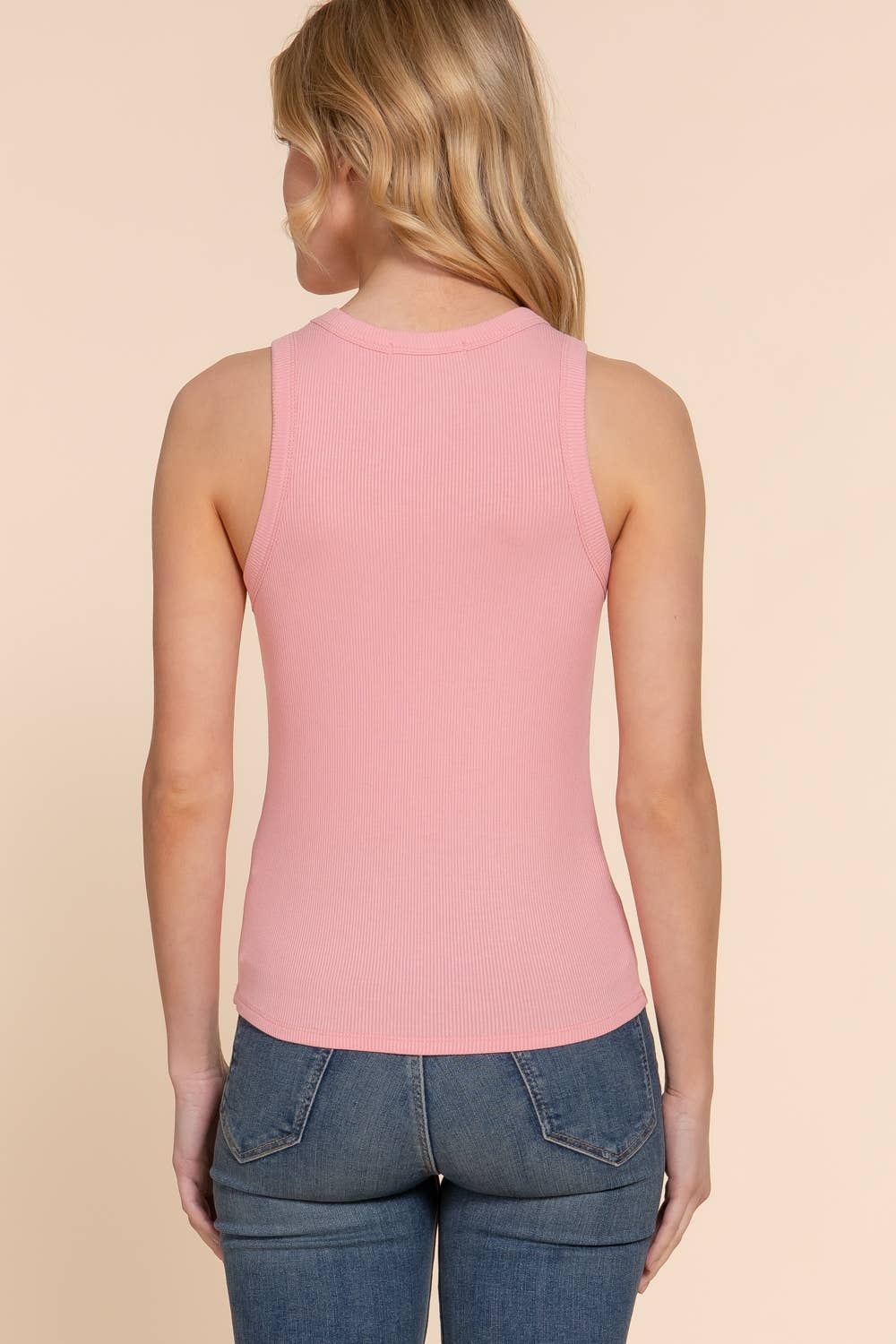 Sleeveless Crew Neck Rib Knit Top
