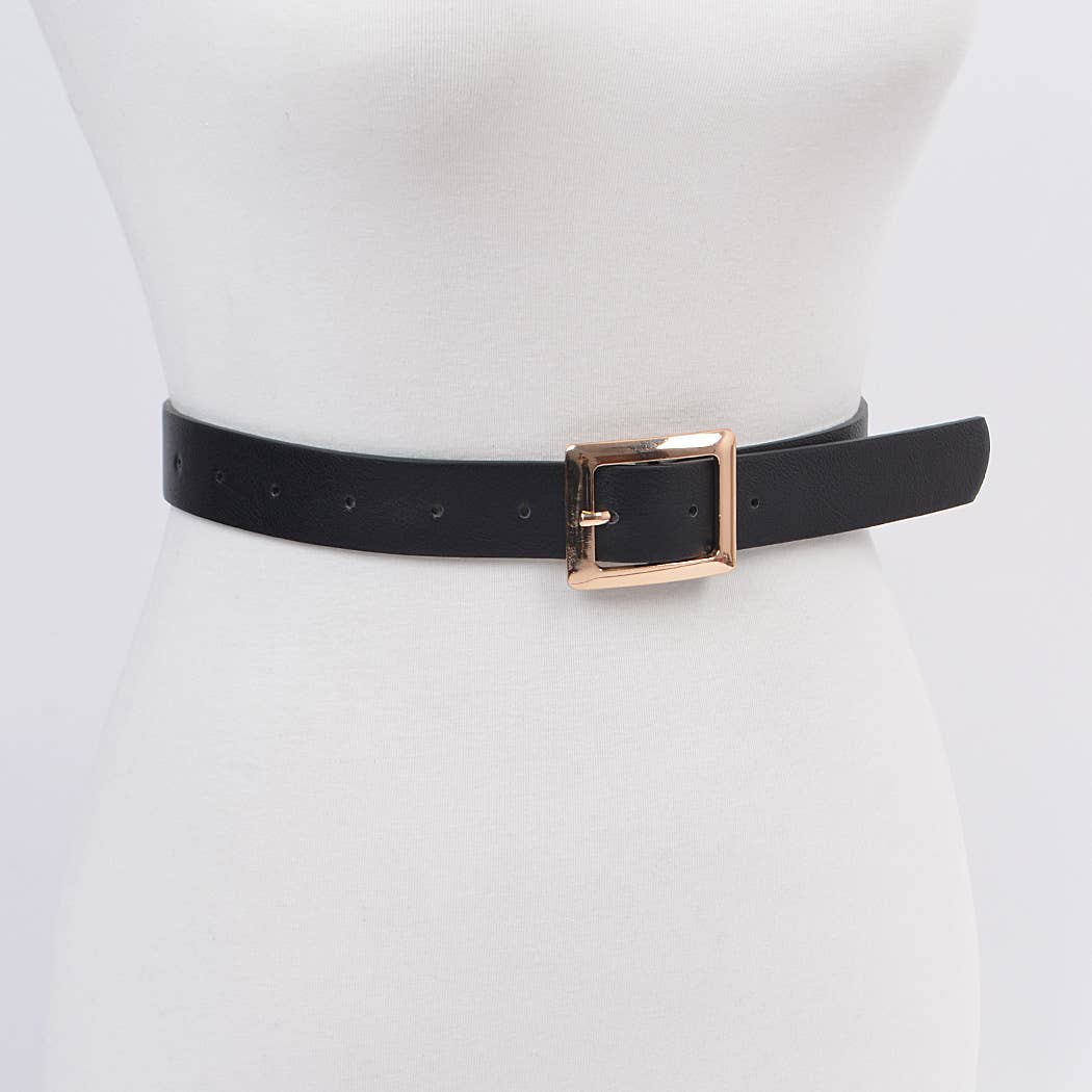 Square Buckle Faux Leather Belt