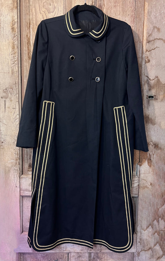 70's Black & Gold Button Front Coat