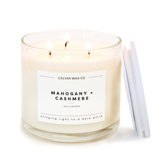 Mahogany + Cashmere 3 Wick Soy Candle