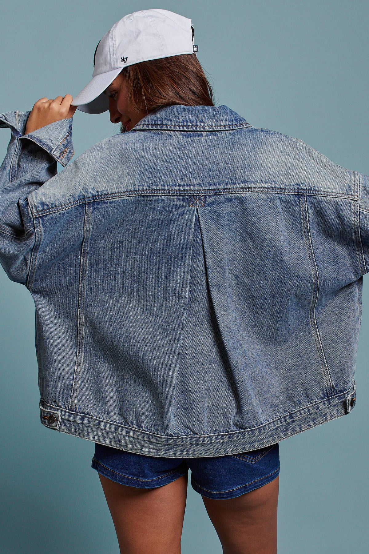 Oversized Button Up Pleated Back Western Jacket