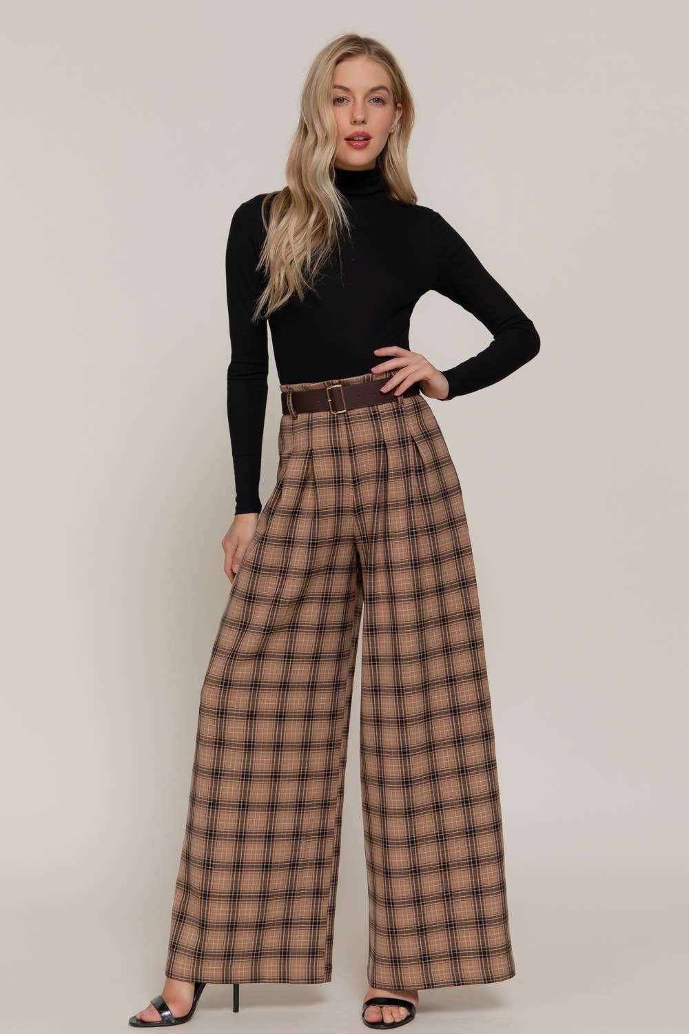 Plaid Wide Long Pants
