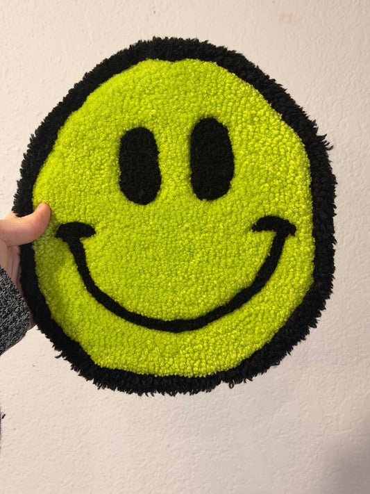 Green Smiley Wall Rug Art