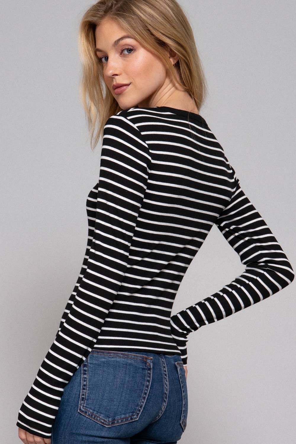 Long Sleeve Stripe Knit Top