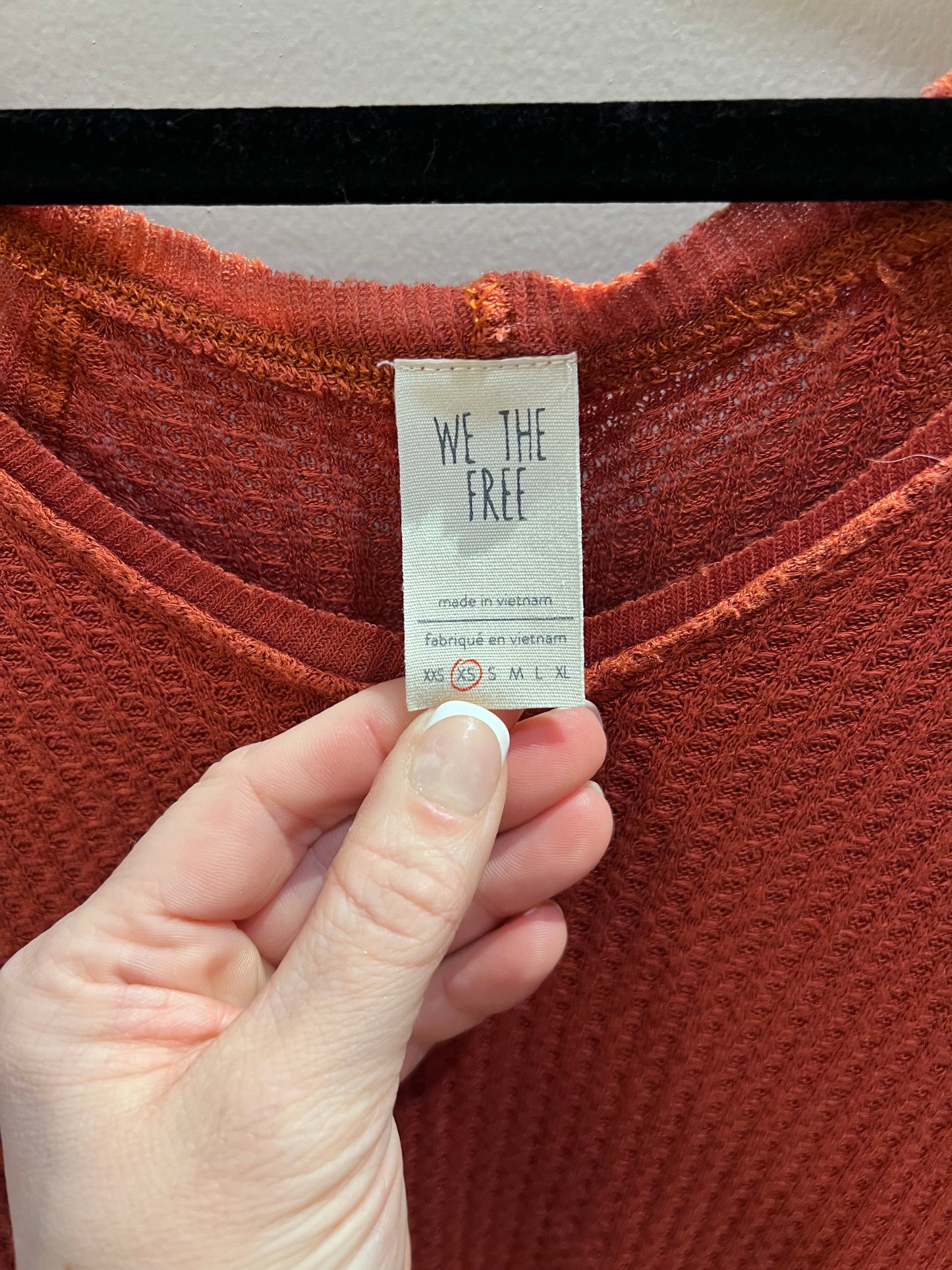 We the Free Dark Orange Thermal Long Sleeve Top