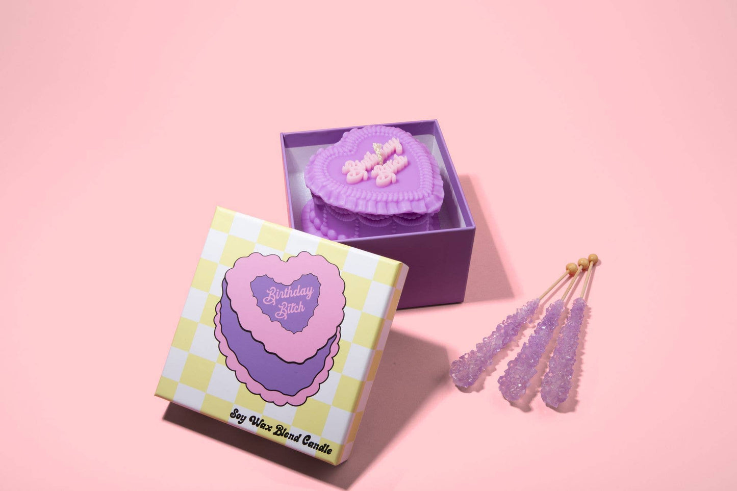 "Birthday Bitch" Heart Cake Shaped Candle