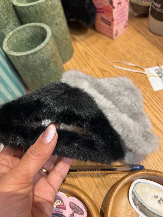 Fuzzy hair clips