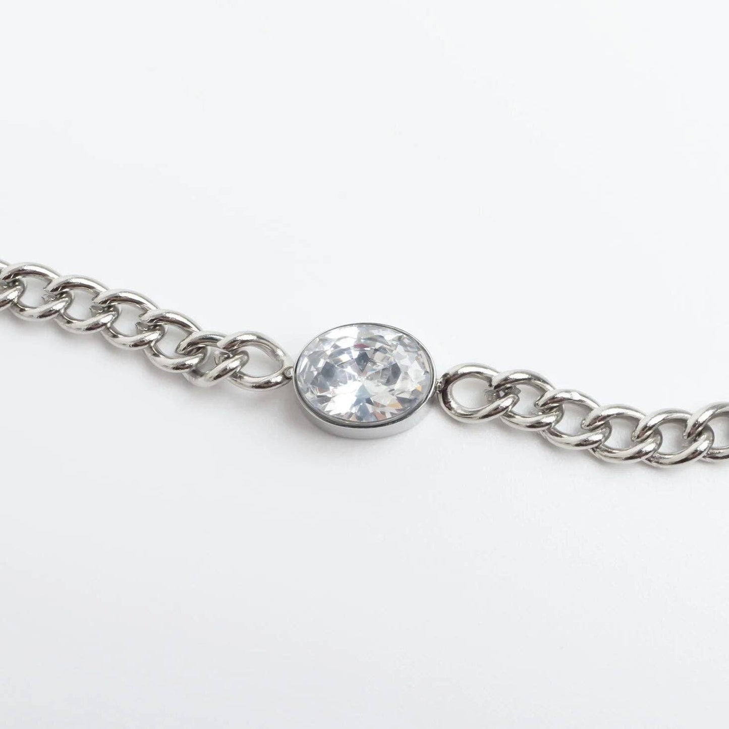 Oval Stone Curb Chain Bracelet