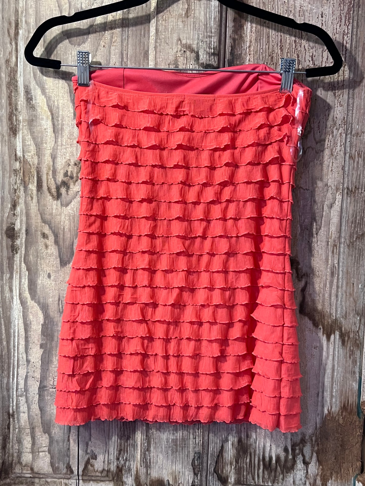 Charlotte Russe Y2K Coral Tiered Ruffle Tube Top