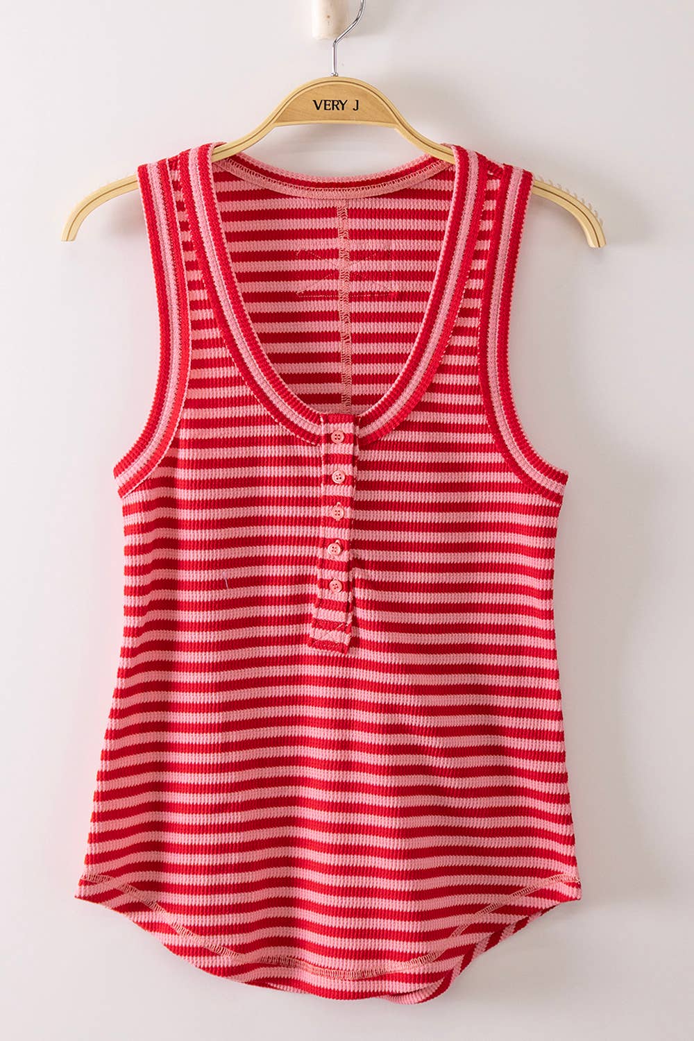 Striped Button Down Knit Tank Top