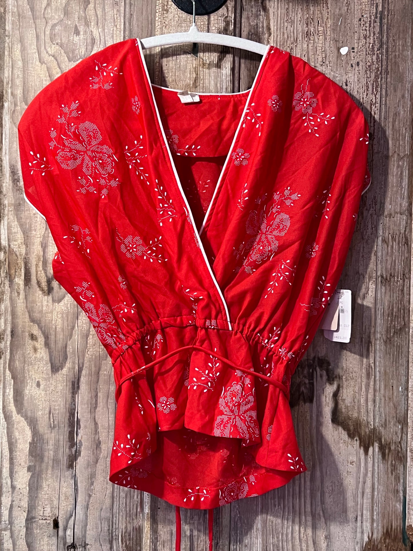 70's/80's Sears Red Floral Top Two Piece Set