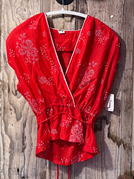 70's/80's Sears Red Floral Top Two Piece Set