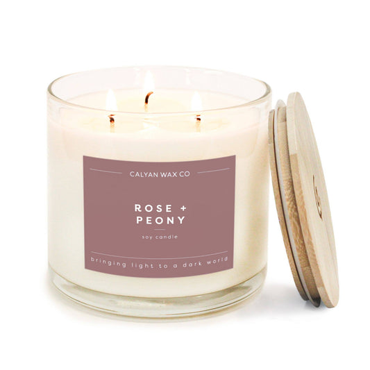 Rose + Peony - 3 Wick Soy Candle