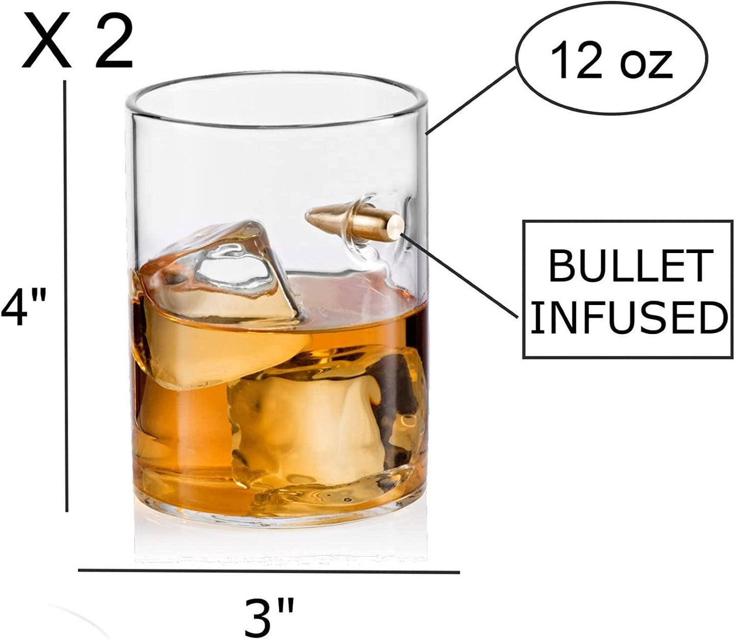 Bullet Whiskey Glass 12 oz