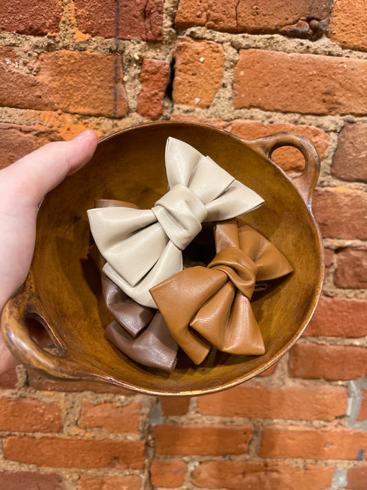 Leather Hair Bow Clips
