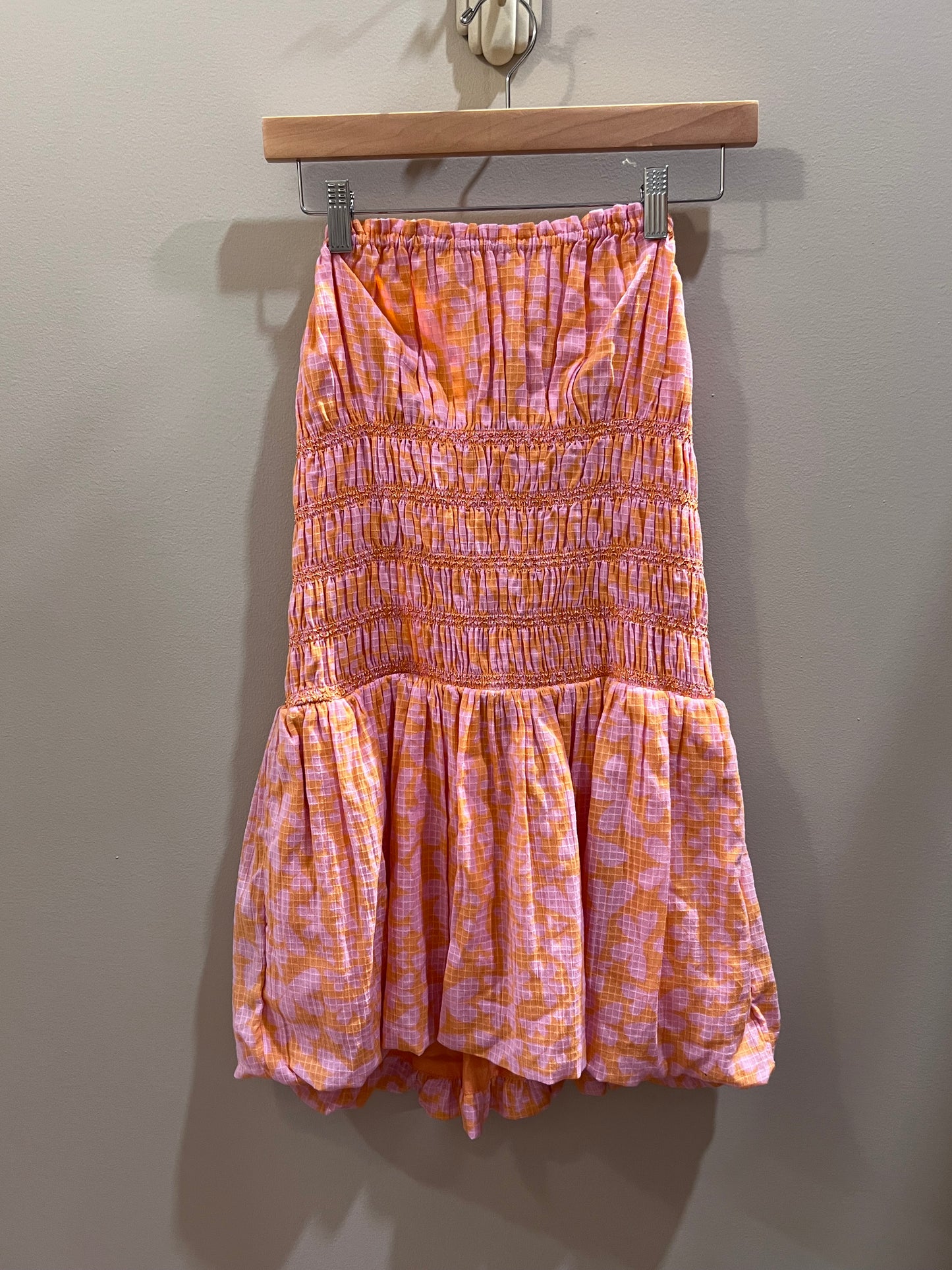 Strapless Pink + Orange Bow Dress